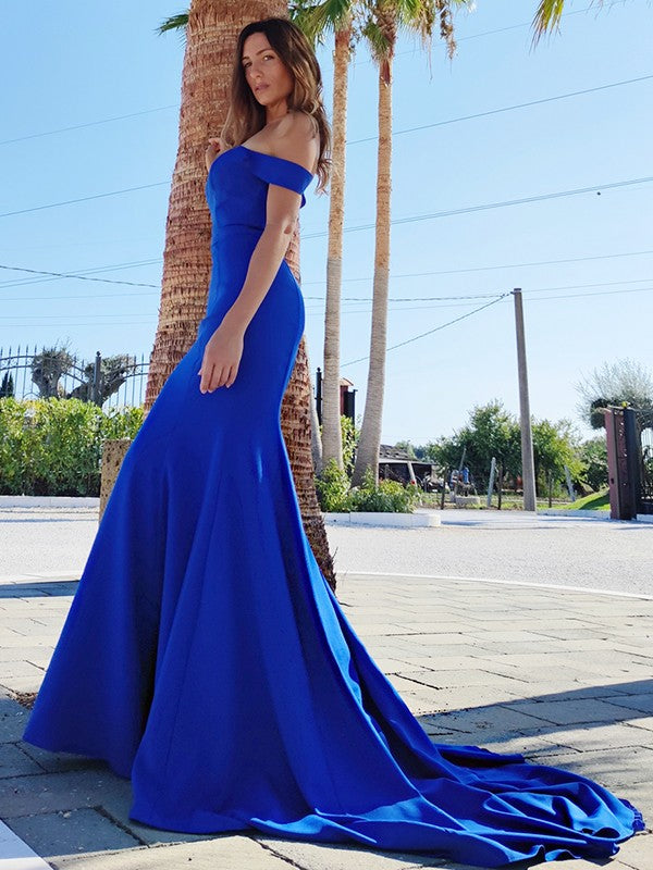 Royal Blue Off-the-Shoulder Mermaid Prom Dress UK-ballbellauk