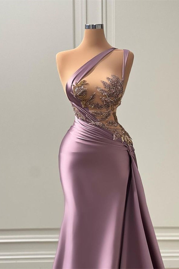 Sexy Purple Mermaid One-Shoulder Prom Dress UK-ballbellauk