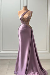 Sexy Purple Mermaid One-Shoulder Prom Dress UK-ballbellauk