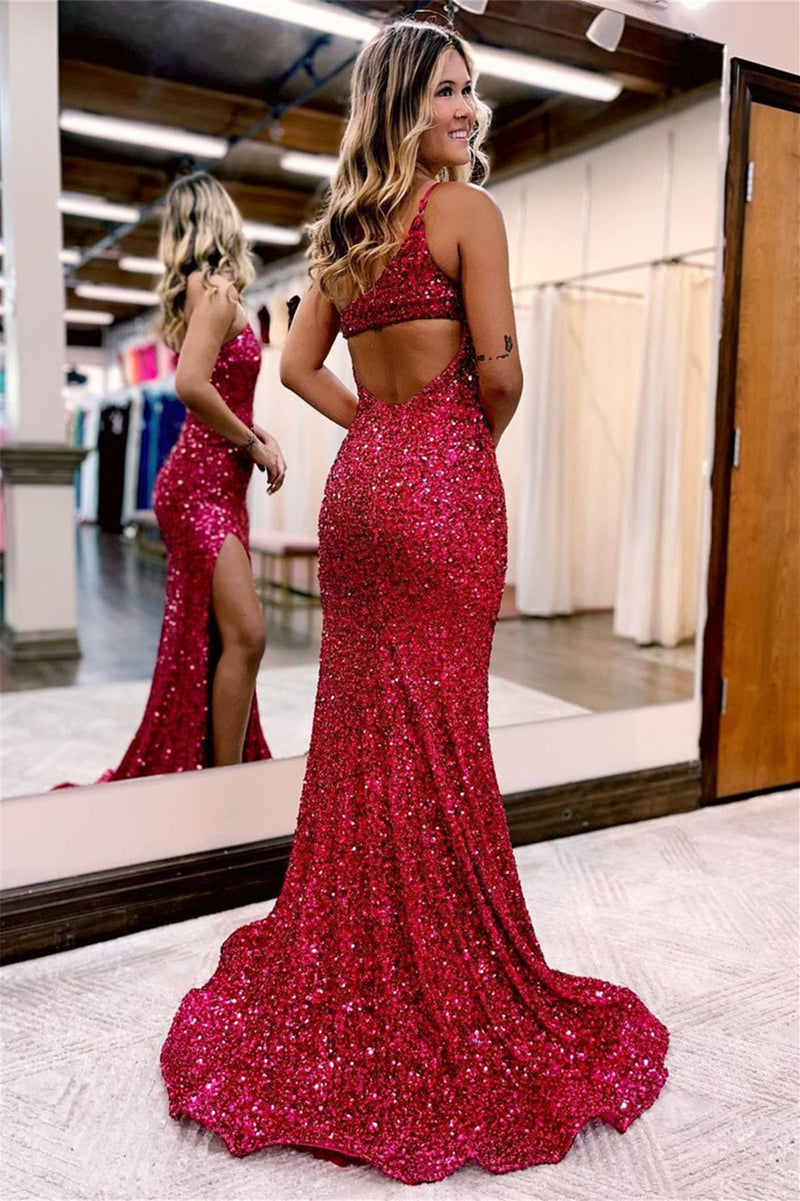 Sexy Sequin Mermaid Evening Dress - Pink & Blue for Online Parties-ballbellauk