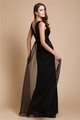 SheathBelt Sleeveless Long Evening Dress Chiffon-ballbellauk