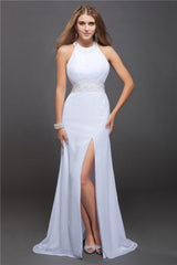 SheathJewel Beading Sleeveless Ruffles Long Evening Dress Chiffon-ballbellauk