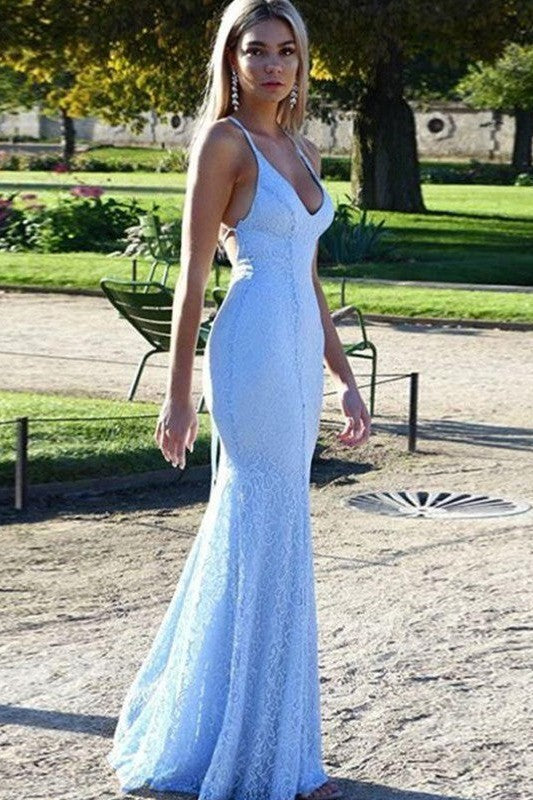 SheathLace Ruffles V-neck Sleeveless Long Prom Dress-ballbellauk