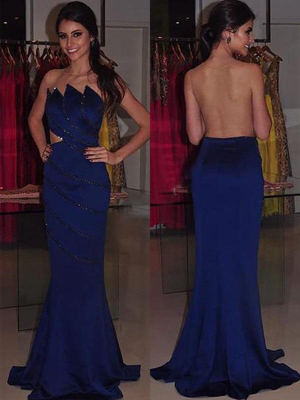 SheathStrapless Beading Sleeveless Elegant Evening Dress-ballbellauk