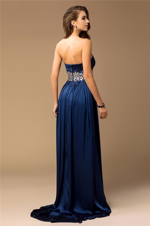 SheathStrapless Sleeveless Long Silk like Elegant Evening Dress-ballbellauk