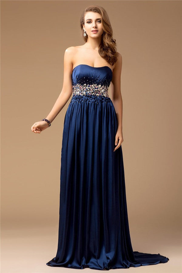 SheathStrapless Sleeveless Long Silk like Elegant Evening Dress-ballbellauk