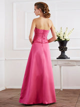 SheathStrapless Sleeveless Pleats Long Elegant Evening Dress-ballbellauk