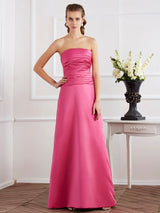 SheathStrapless Sleeveless Pleats Long Elegant Evening Dress-ballbellauk