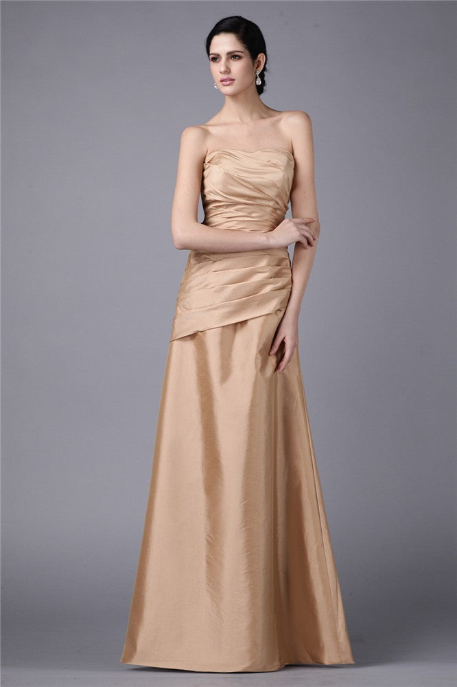 SheathStrapless Sleeveless Pleats Long Evening Dress-ballbellauk