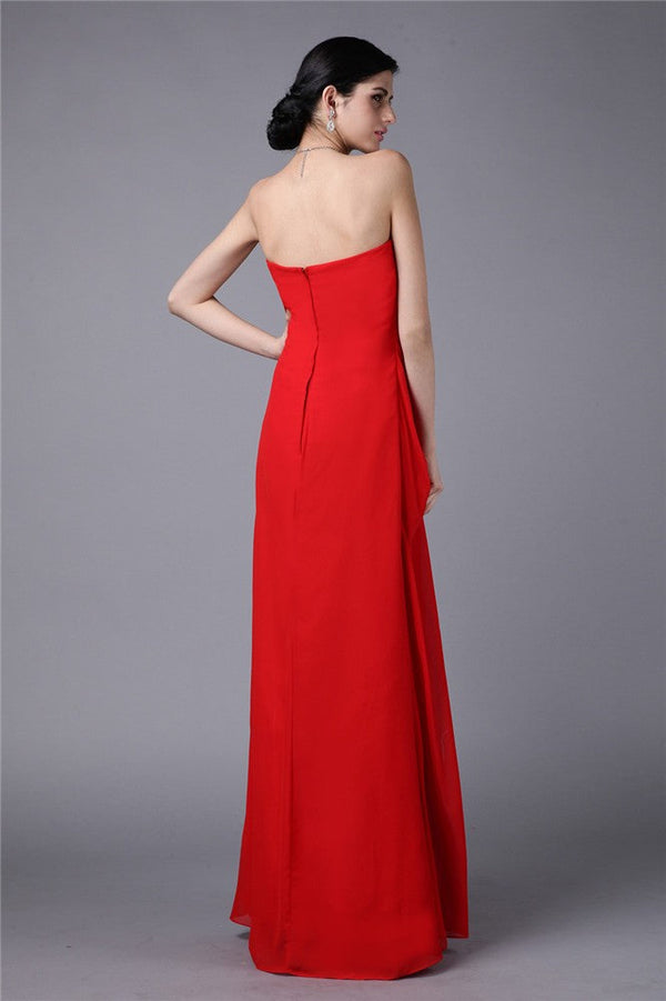 SheathStrapless Sleeveless Pleats Long Evening Dress Chiffon-ballbellauk