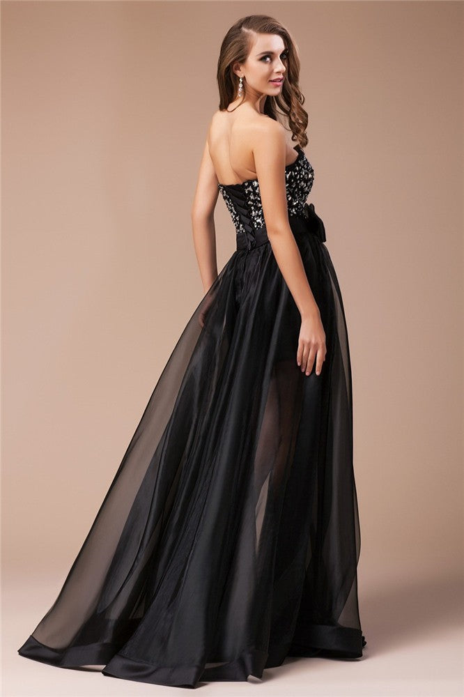 SheathSweetheart Beading Long Sleeveless Organza Elastic Woven Elegant Evening Dress-ballbellauk