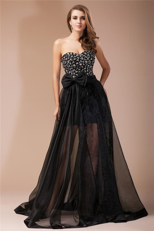 SheathSweetheart Beading Long Sleeveless Organza Elastic Woven Elegant Evening Dress-ballbellauk