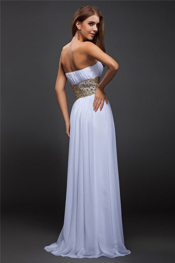 SheathSweetheart Beading Sleeveless Long Evening Dress Chiffon-ballbellauk