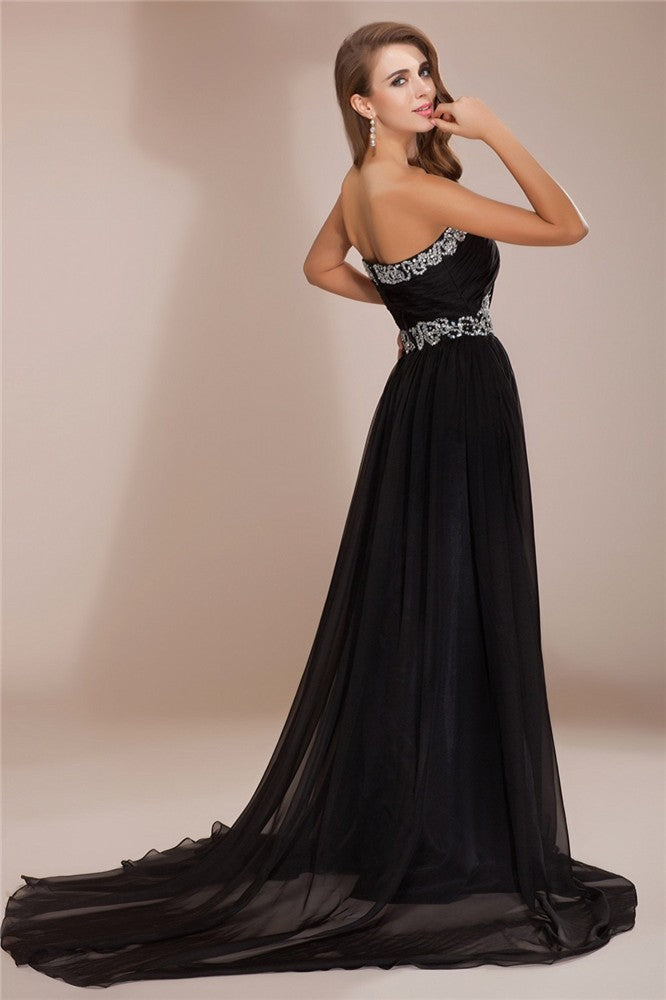 SheathSweetheart Beading Sleeveless Long Evening Dress Chiffon-ballbellauk