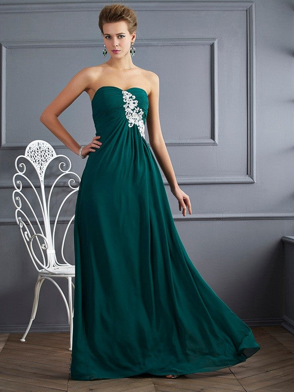 SheathSweetheart Beading Sleeveless Long Evening Dress Chiffon-ballbellauk