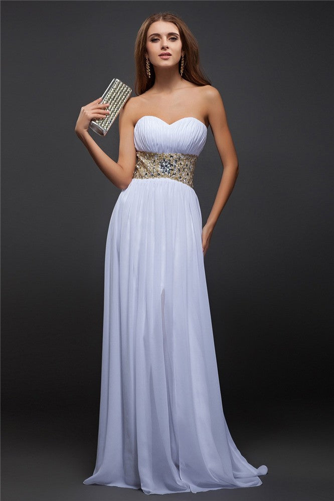 SheathSweetheart Beading Sleeveless Long Evening Dress Chiffon-ballbellauk