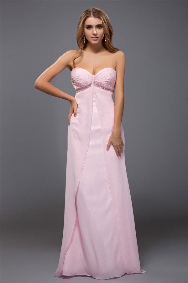 SheathSweetheart Beading Sleeveless Long Evening Dress Chiffon-ballbellauk