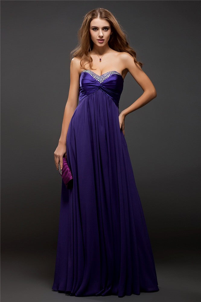 SheathSweetheart Beading Sleeveless Long Evening Dress Chiffon-ballbellauk