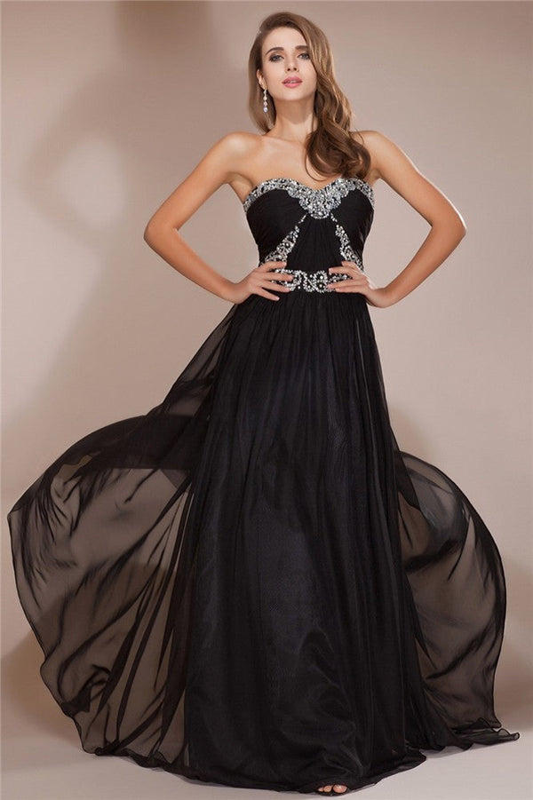 SheathSweetheart Beading Sleeveless Long Evening Dress Chiffon-ballbellauk