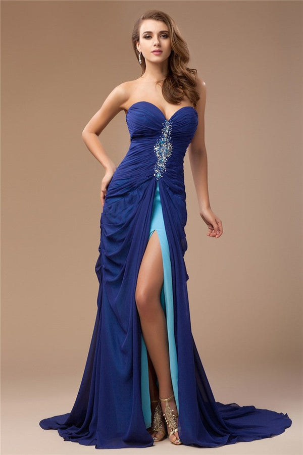 SheathSweetheart Beading Sleeveless Long Evening Dress Chiffon-ballbellauk