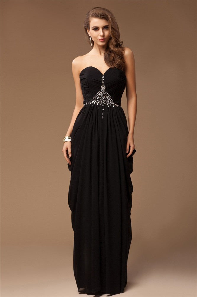 SheathSweetheart Beading Sleeveless Long Evening Dress Chiffon-ballbellauk