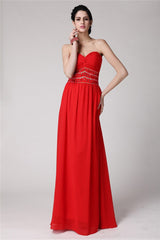 SheathSweetheart Beading Sleeveless Pleats Long Evening Dress Chiffon-ballbellauk