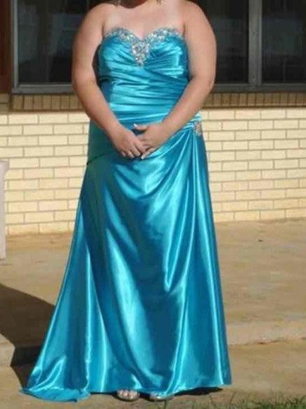 SheathSweetheart Beading Sleeveless Satin Plus Size Prom Dress-ballbellauk