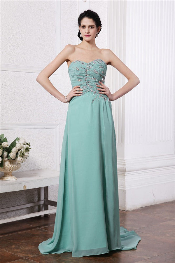 SheathSweetheart Sleeveless Beading Long Evening Dress Chiffon-ballbellauk