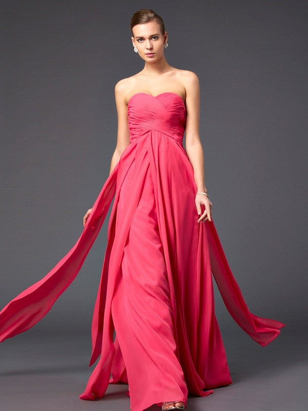 SheathSweetheart Sleeveless Ruffles Long Evening Dress Chiffon-ballbellauk