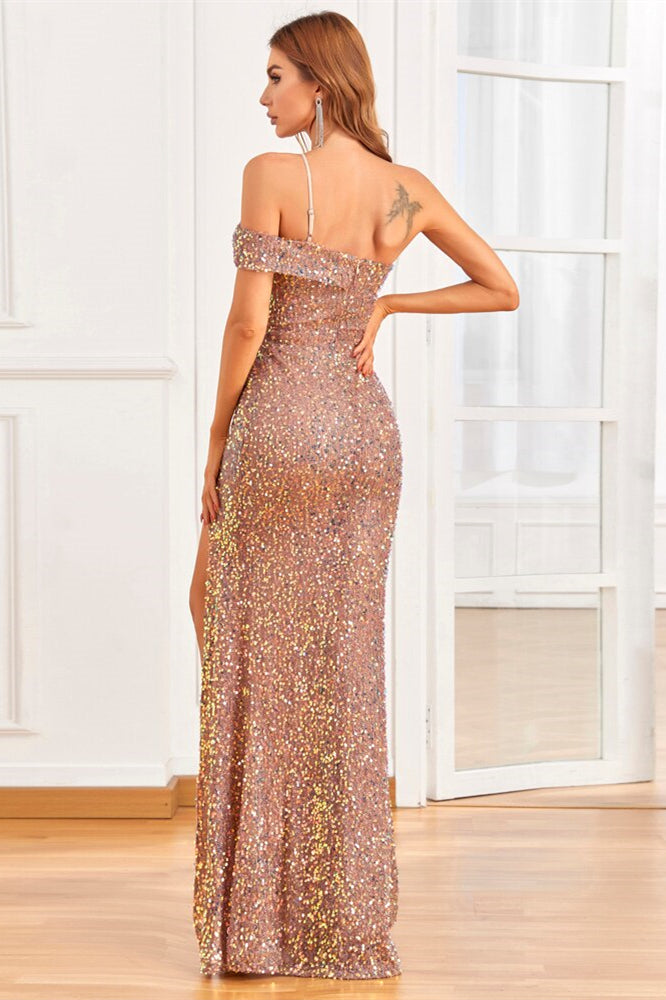 Shine Bright with a One Shoulder Mermaid Evening Dress with Sequins On Sale-ballbellauk