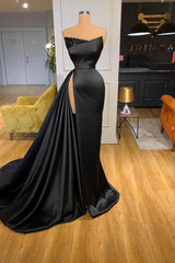 Shinning Black Prom Dress With Split Beadings Ball Dresses Long-ballbellauk