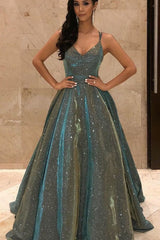 Shinning Sequins V-Neck Prom Dress UK-ballbellauk