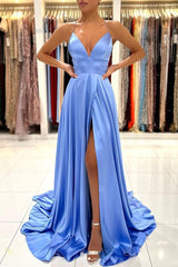 Simple Blue A Line Prom Dress UK with Spaghetti-Straps-ballbellauk