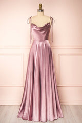 Simple Spaghetti Strap Prom Dress UK With Split Open Back-ballbellauk