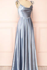 Simple Spaghetti Strap Prom Dress UK With Split Open Back-ballbellauk