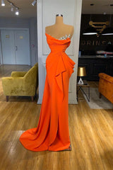 Sleek and Stylish Orange Sequins Mermaid Prom Dress UK-ballbellauk