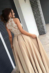 Sleeveless Amazing High Neck With Appliques Elegant Evening Dress-ballbellauk