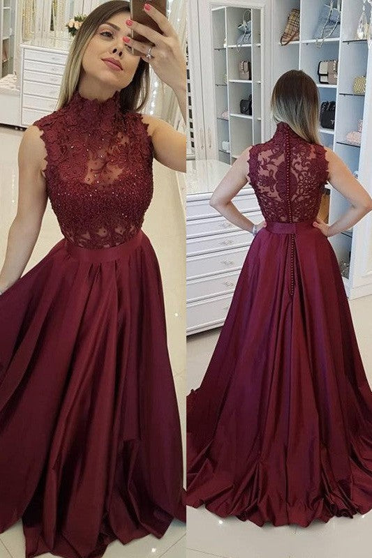 Sleeveless Amazing High Neck With Appliques Elegant Evening Dress-ballbellauk