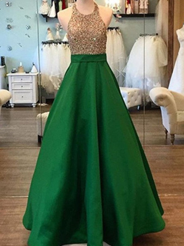 Sleeveless Amazing Long Halter Beading Elegant Evening Dress-ballbellauk