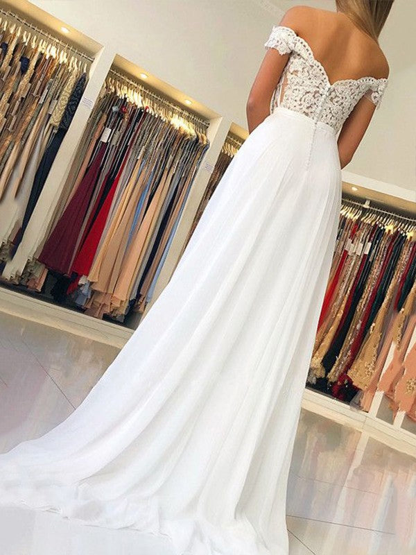 Sleeveless Amazing Off-the-Shoulder Long With Appliques Prom Dress with Chiffon-ballbellauk