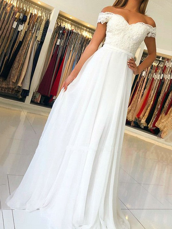 Sleeveless Amazing Off-the-Shoulder Long With Appliques Prom Dress with Chiffon-ballbellauk