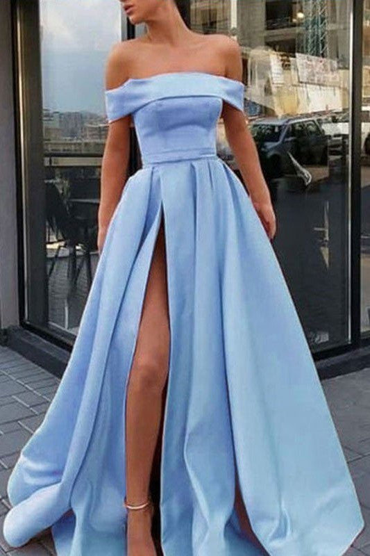 Sleeveless Amazing Off-the-Shoulder Ruffles Prom Dress with Satin-ballbellauk