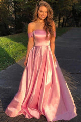 Sleeveless Amazing Off-the-Shoulder Satin Floor Length Prom Dress-ballbellauk