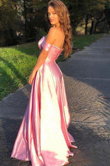 Sleeveless Amazing Off-the-Shoulder Satin Floor Length Prom Dress-ballbellauk