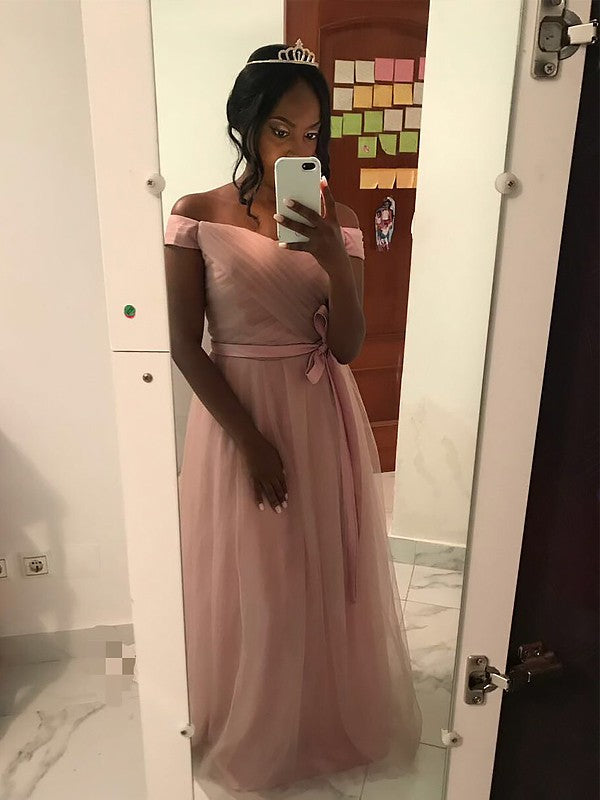 Sleeveless Amazing Off-the-Shoulder Tulle Long Prom Dress-ballbellauk