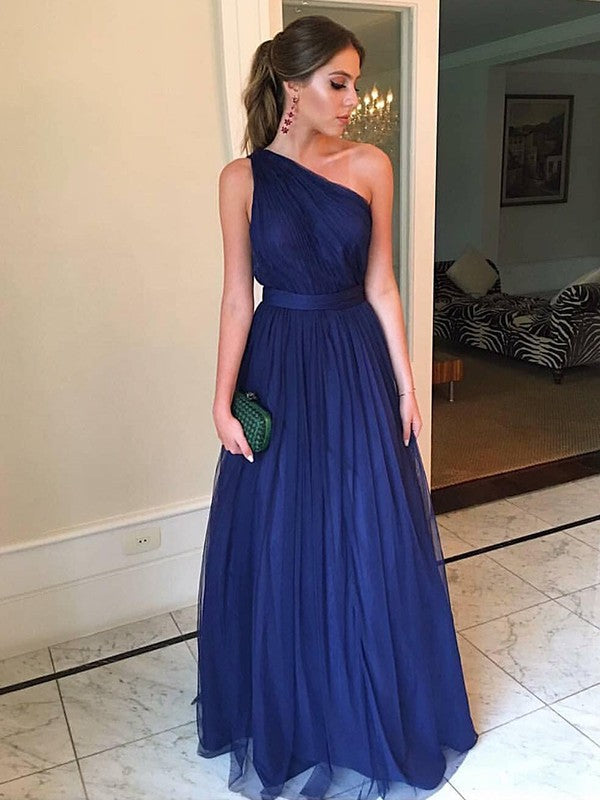 Sleeveless Amazing One-Shoulder Long Ruffles Tulle Prom Dress-ballbellauk