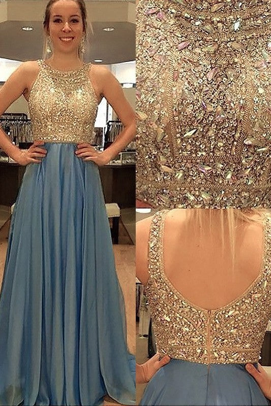 Sleeveless Amazing Scoop Chiffon Beading Prom Dress-ballbellauk