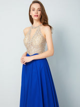 Sleeveless Amazing Scoop Long Crystal Evening Dress Chiffon-ballbellauk