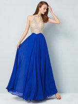 Sleeveless Amazing Scoop Long Crystal Evening Dress Chiffon-ballbellauk