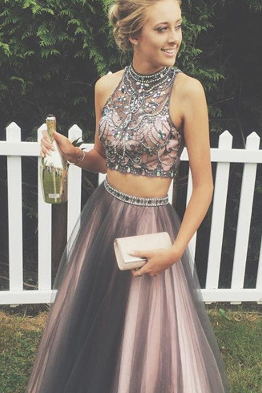 Sleeveless Amazing Scoop Long Tulle Prom Dress-ballbellauk